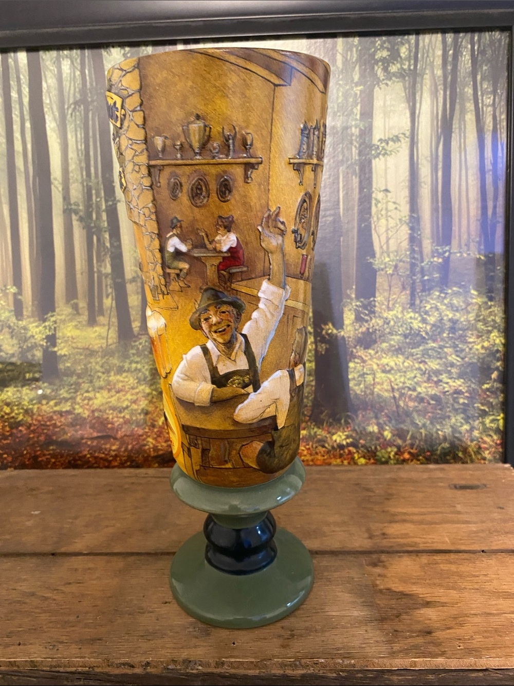 Hand-Painted Oktoberfest Ceramic Goblet in Green